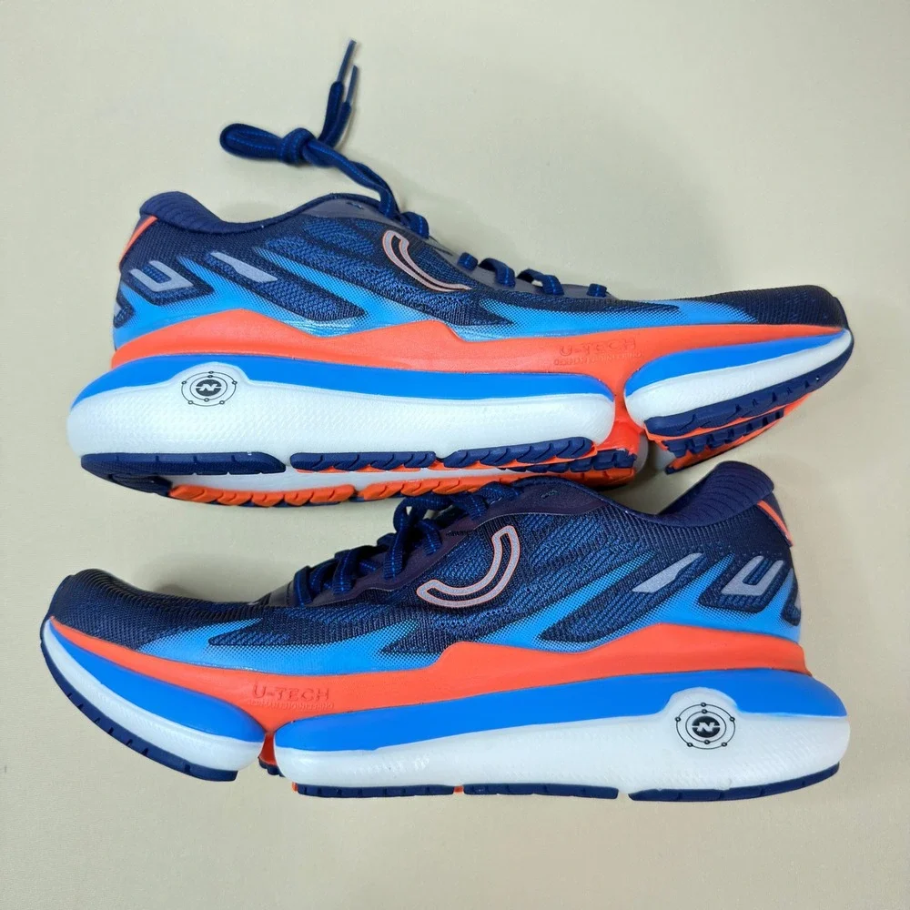 True Motion U-TECH Vichara Running Shoes Men 7.5 Navy Blue Orange Perform NWT